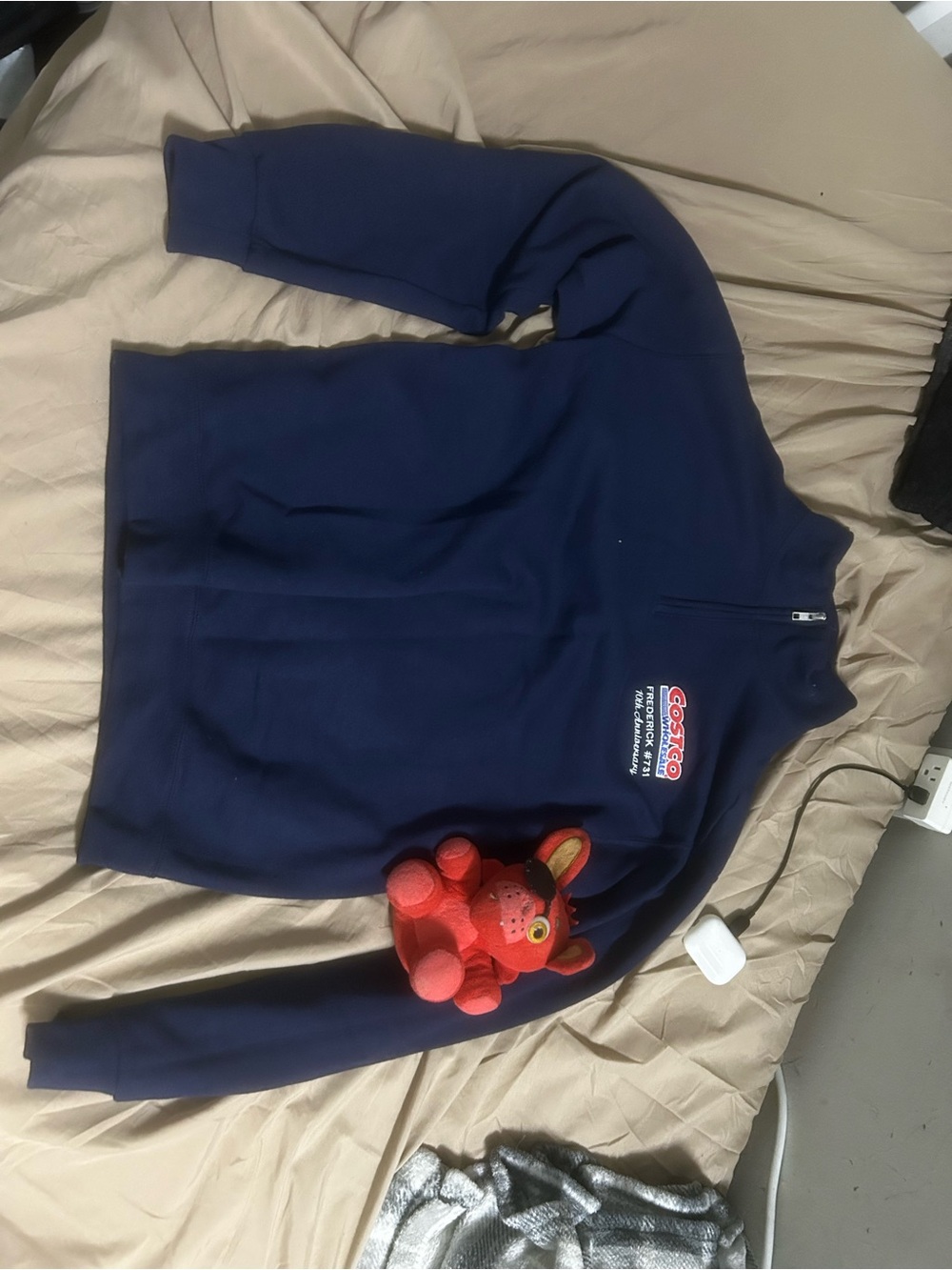 Costco Navy Quarter-Zip Pullover with Logo